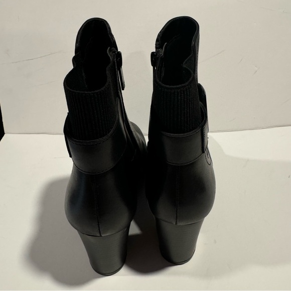 Anne Klein Womens Black Leather Block Heel Ankle Boots Shoes Size 10M - Picture 8 of 15